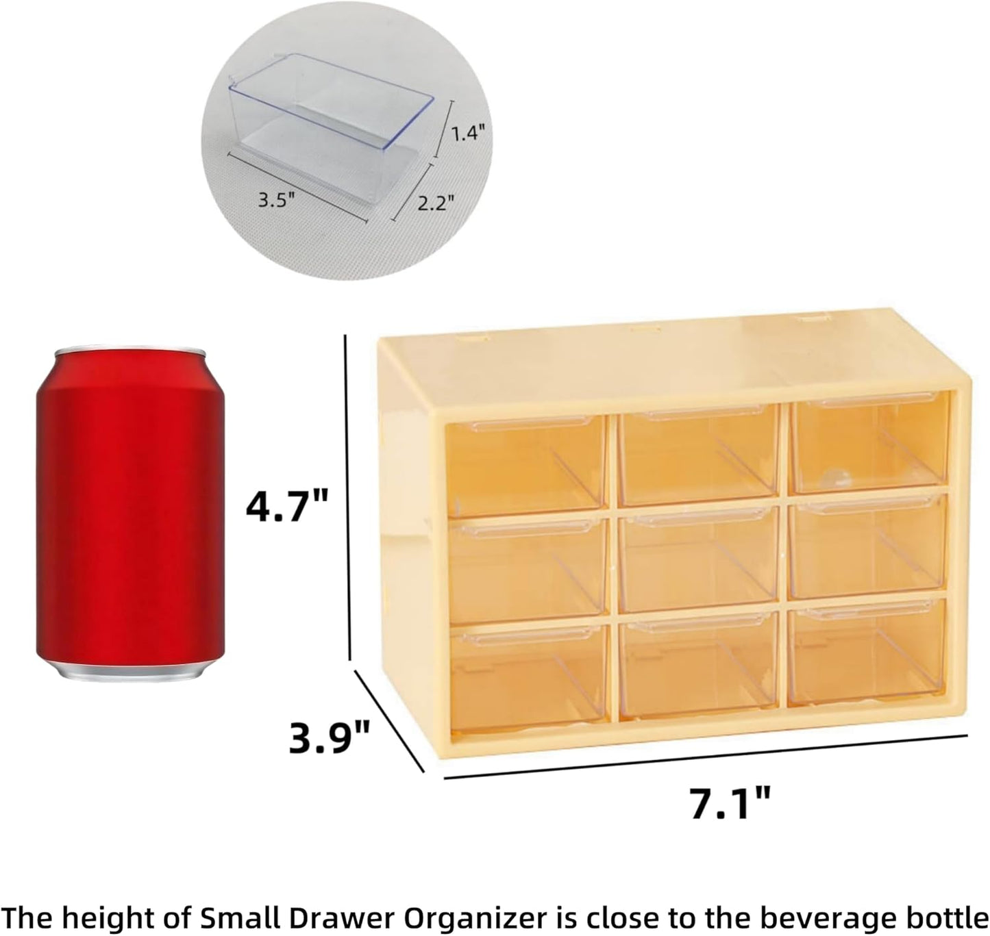 Feadily 4PCS Small Drawer Organizer for Desk, Desktop Drawer Organizer with 9 Clear Drawers, Plastic Desktop Storage Drawers 7.1 Inch x 3 .9 Inch x 4.7 Inch, White