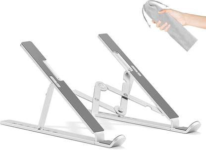 Laptop Stand, Adjustable Aluminum Foldable Portable Holder, Upgrade Whole Anti-Slip Silicone Pad, Laptop Riser for Desk Compatible with MacBook Air Pro/iPad, Lenovo and More 10-15.6” Tablets