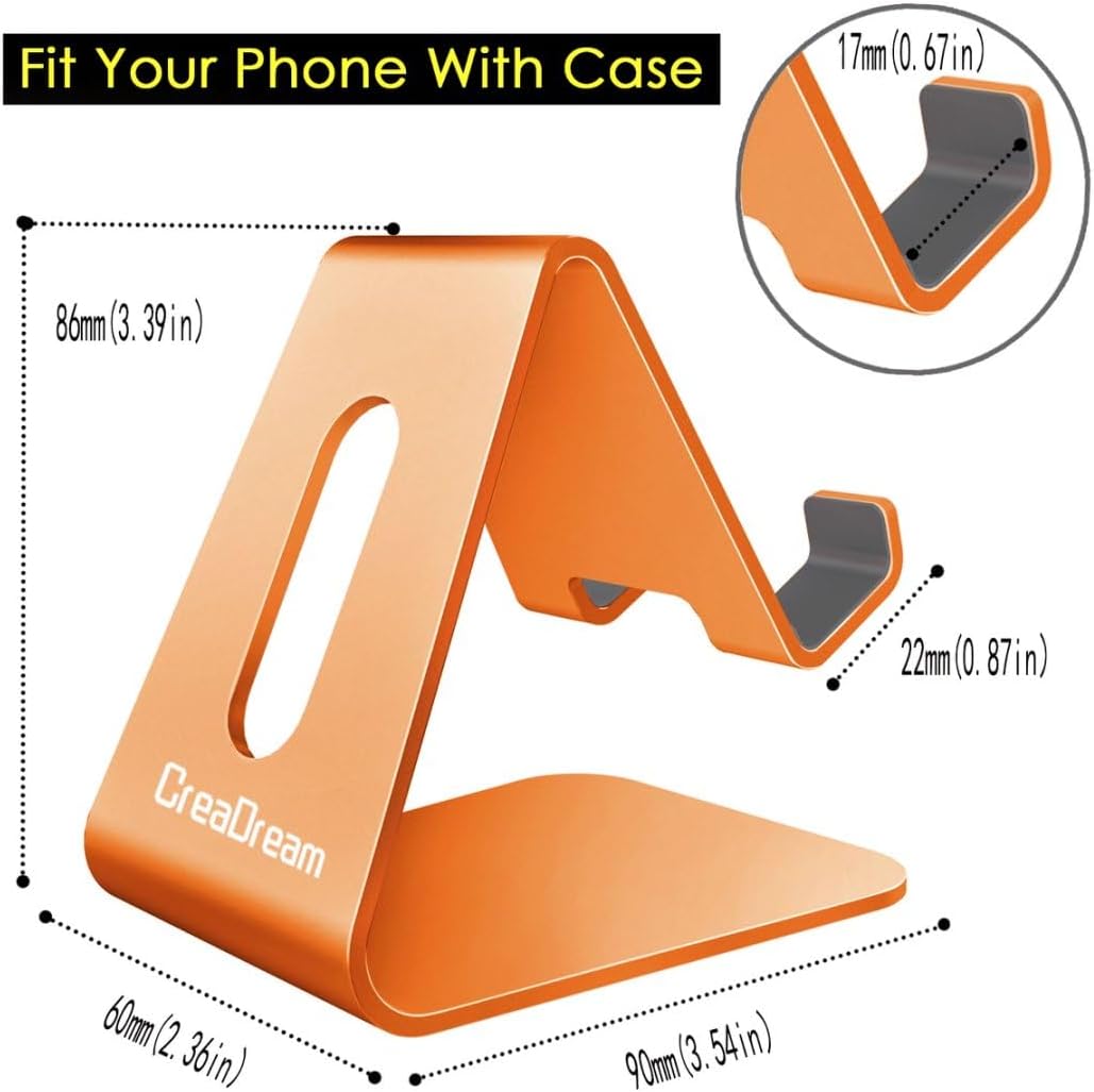 CreaDream Cell Phone Stand, Cradle, Holder, Aluminum Desktop Stand Compatible with Switch, All Smart Phone, iPhone 15 14 13 12 Pro Max Plus Mini Xr X Se 8 SE -Rose Gold
