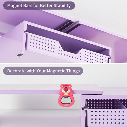 LEKETREE Dual Monitor Stand Riser with Drawer, Desk Organizer and Accessories, Pink Monitor Stand for Desk, Desktop Stand for Computer, Laptop, TV and More (Pink)