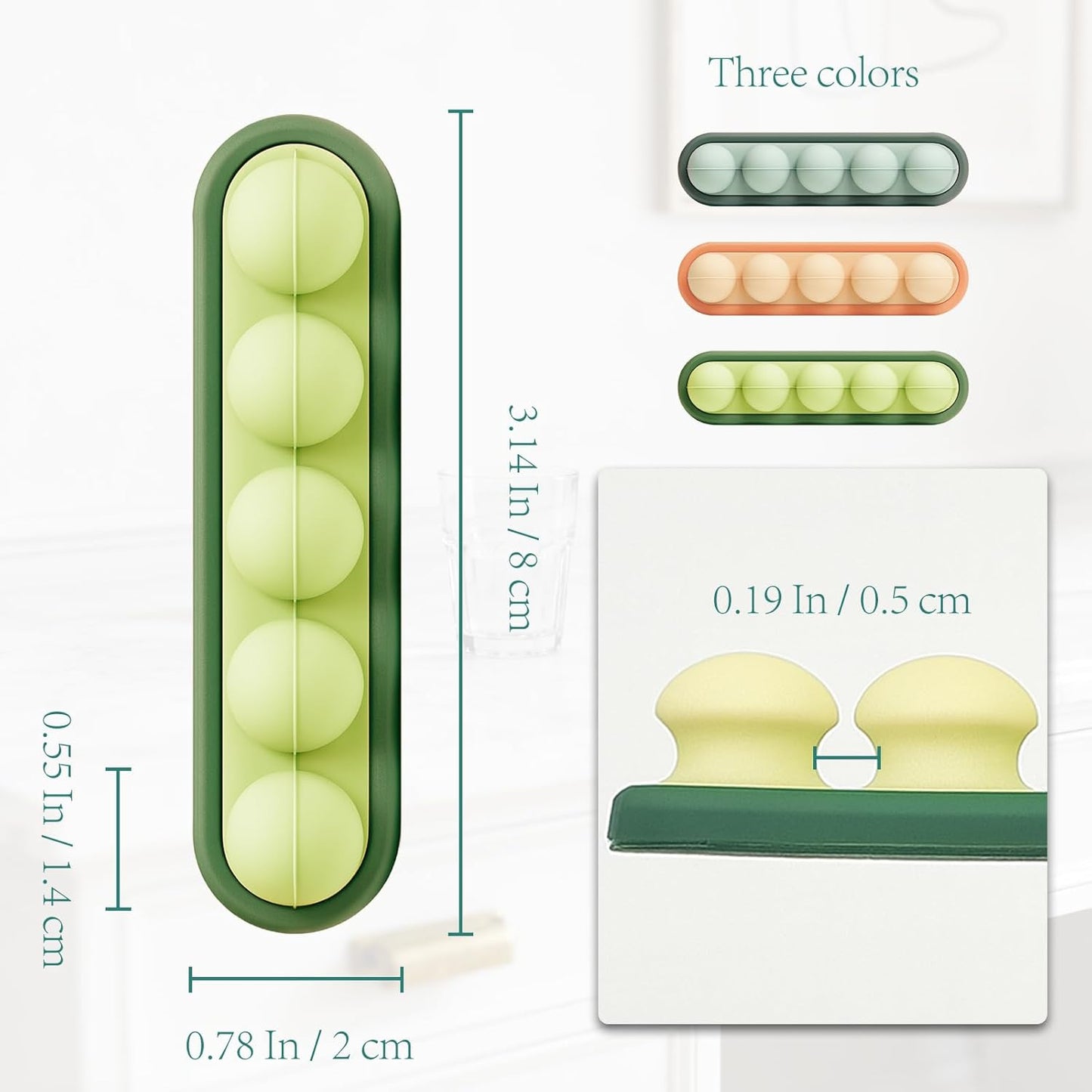 3-Pack Cute Pea Cable Clips – Soft Silicone USB Cable Organizers for Desk, Car, and Nightstand Wire Management
