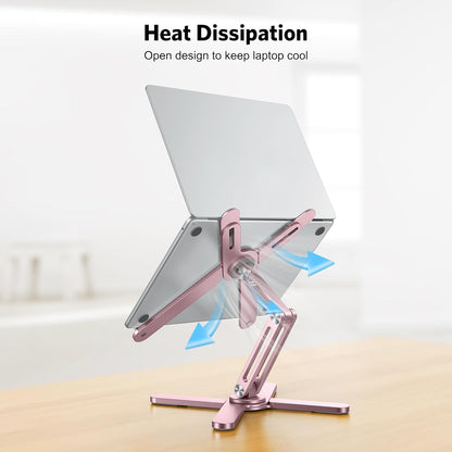 OMOTON LA10 360° Rotating Laptop Stand Riser for Desk, Ergonomic Foldable Computer Stand Adjustable Height Angles for Collaborative Work, Easy Storage Fit Macbooks,All Laptops up to 16 inches, Silver
