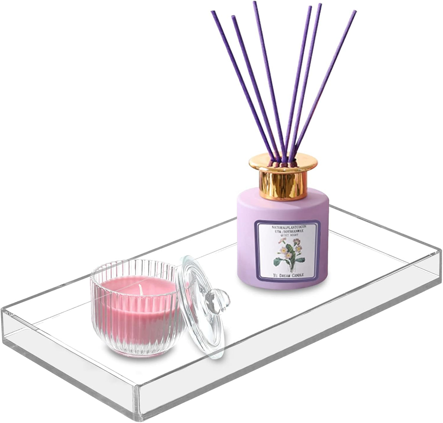 Bigfety Acrylic Vanity Tray for Organizing, Clear Bathroom Trays for Counter, Desk, Dresser