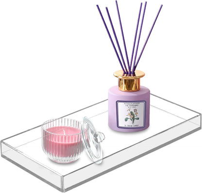 Bigfety Acrylic Vanity Tray for Organizing, Clear Bathroom Trays for Counter, Desk, Dresser