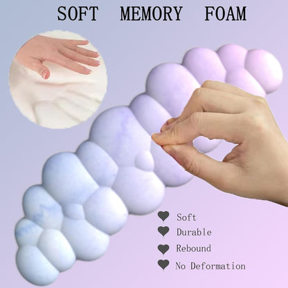 Cloud Wrist Rest Keyboard Pink Mouse Pad Set with Wrist Rest Ergonomic Wrist Pad Memory Foam Non-Slip Base Cute Gradient Wrist Support for Computer Laptop Gaming Home Office Relief Typing Pain