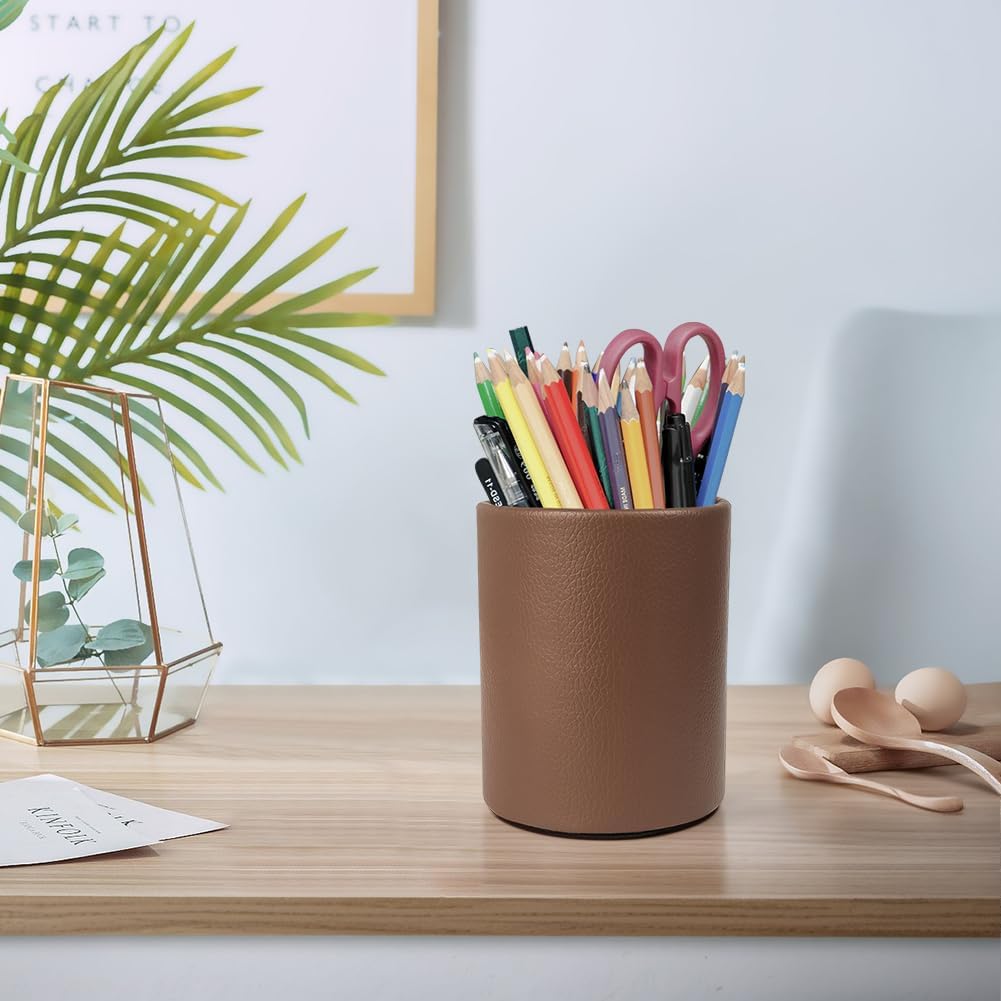 Pen Holder for Desk Pencil Organizer Cute Cup Holders Aesthetic (Black, 3.94" x3.15" x3.15")