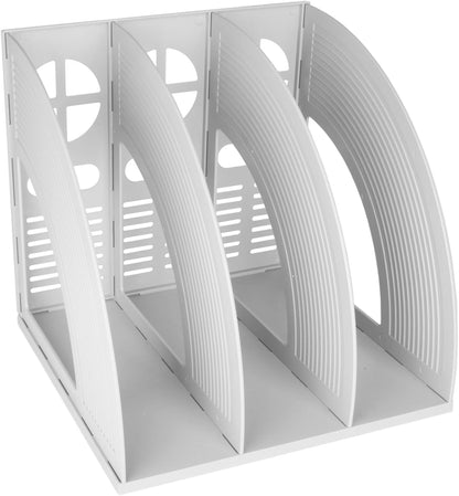 SAYEEC Magazine Holder Sturdy Binder Holder Desk File Sorter Plastic File Folder Organizer Stand Book Shelf Dividers Vertical Storage Rack Desktop Bookshelf Display Box for Office School Home (Black)