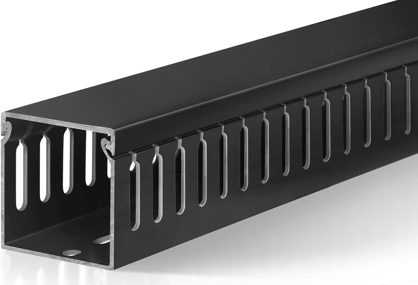 ZhiYo 2 x 2in Professional Server Rack Cable Management Raceway, 99in (6X L16.5in) Cable Raceway Kit, Electrically Safe PVC Open Slot Wire Raceway for Under Desk/Computer/Network Cords, Black