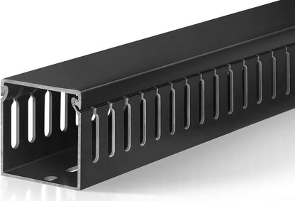 ZhiYo 2 x 2in Professional Server Rack Cable Management Raceway, 99in (6X L16.5in) Cable Raceway Kit, Electrically Safe PVC Open Slot Wire Raceway for Under Desk/Computer/Network Cords, Black
