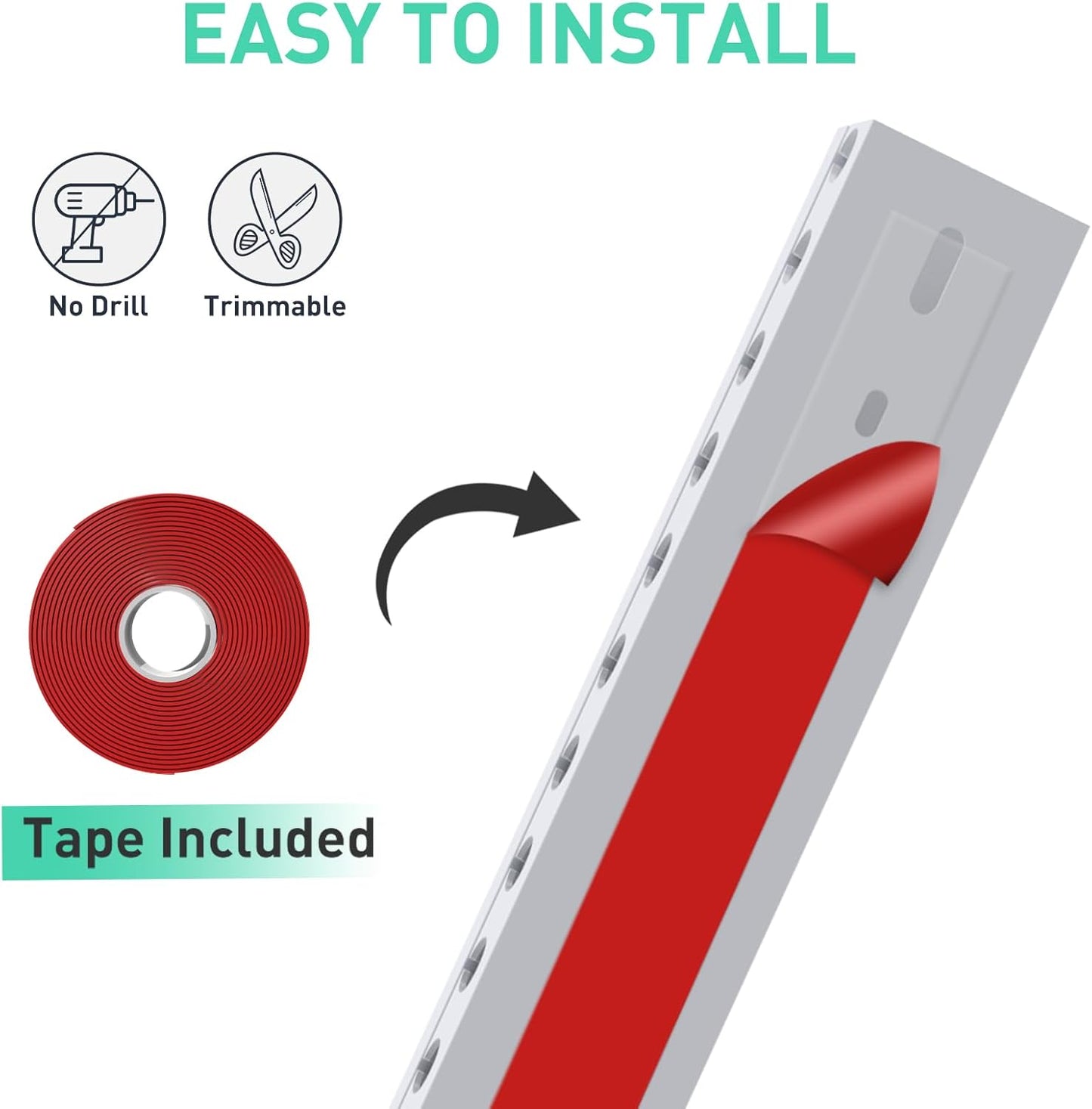 ENONCI Updated Cable Raceway Kit - 77 (5x15.4) Inch Open Slot Wire Covers for Cords, Under Desk Cable Management System to Hide Under Desk/Tv/Computer/Net/Power Cords, (Pack 5)