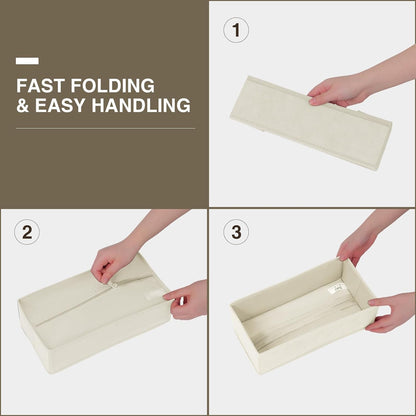 DIMJ Drawer Organizers Clothes, Dresser Organizer Bins for Baby Clothes,Underwear and Sock, Fabric Closet Organization and Storage Boxs, Drawer Dividers for Nursery, Clothing, Tie - 4 Pack, Beige