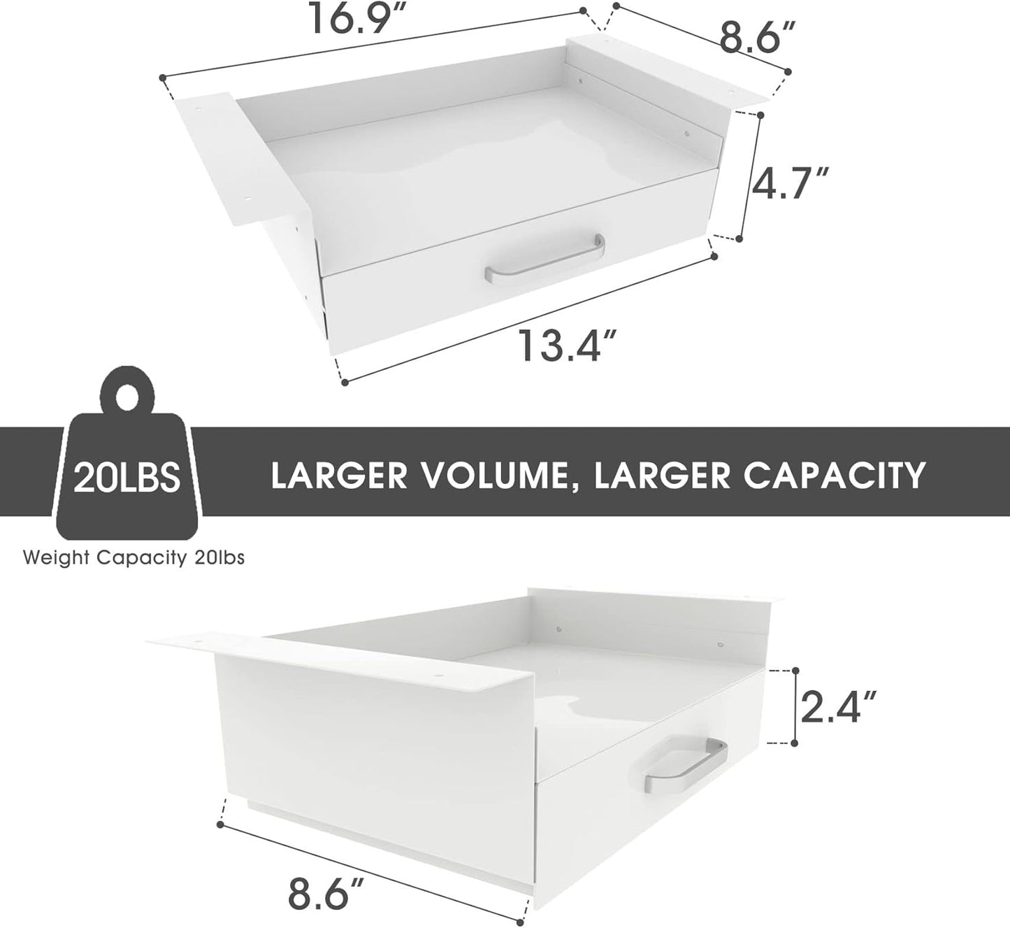 GOME Under Desk Slide out Pencil Drawer with Space Divider Design for Storing Pencil and Office Accessories, Underdesk Pull out Tray Organizer Mounted for Sit Stand Workstation