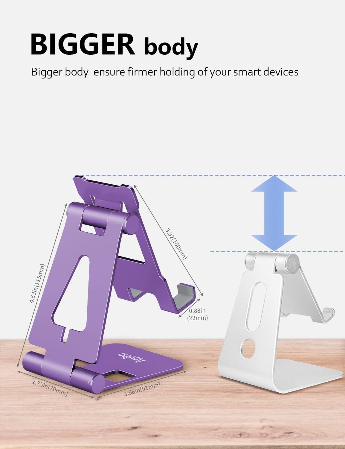 Aoviho Cell Phone Stand for Desk, Adjustable Desktop Phone Holder Stand, Foldable Moblie Phone Dock for iPhone17 16 15 14 13 12 11 Pro Xs Max Xr X 8 7 6 5 5s SE Nintendo Switch All Phones, Pink