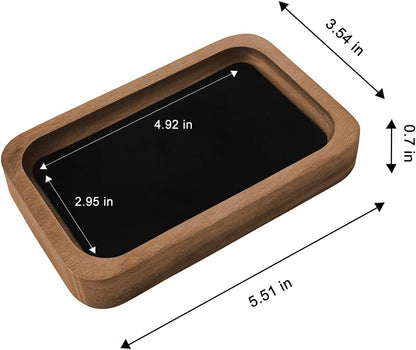 Walnut Wood Serving Tray with Velvet Liner – Decorative Valet Catchall Organizer for Desk, Nightstand & Entryway | Jewelry, Keys & Accessories Holder