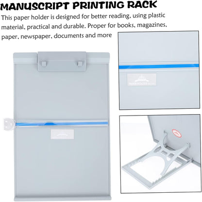 OSALADI Adjustable Desktop Paper Stand Document Holder Reading Stand with Removable Ruler Lightweight Plastic Office Organizer for Comfortable Neck Support