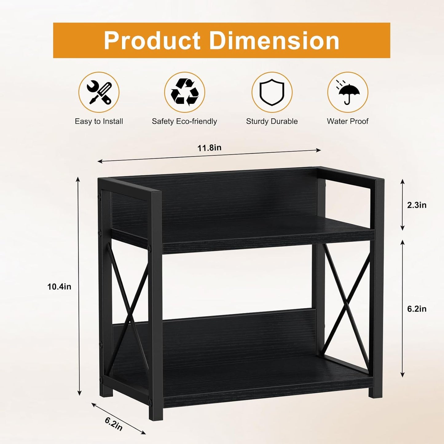 Giikin Countertop Shelf Organizer, 2 Tier Kitchen Spice Rack Organizer for Countertop, Wood Coffee Counter Shelf Organizer for Home (Bamboo, S)