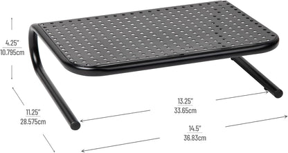 Mind Reader Monitor Stand, Ventilated Laptop Riser, Desktop Organizer, Metal, Set of 2, Black