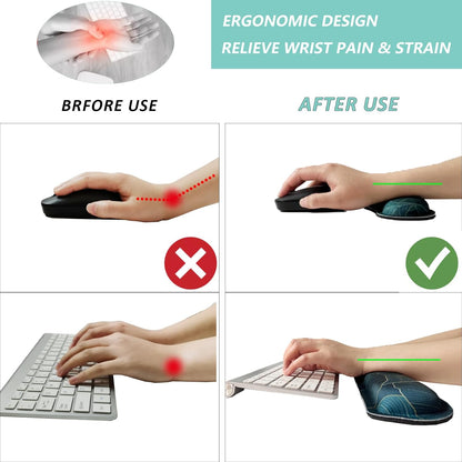 Keyboard Wrist Rest Mouse Wrist Support Set, Memory Foam Wrist Rest Pad for Computer Laptop Keyboard Mouse, Ergonomic Wrist Cushion Support for Typing Pain Relief, Gaming Home Office, Purple