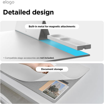elago Smart Magnetic Desk Mat Compatible with All Magnetic Products -Paper Protector, Mouse Pad, Laptop, Non-Slip Top, Premium Waterproof Writing Pad for Office and Home (Stone [Large]