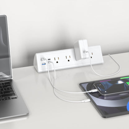 Jgstkcity Desk Clamp Power Strip,20W Fast Charging Station,Surge Protector Nightstand Edge Mount,1875W Extension Cord with Multiple Outlets,2 USB-C,2 USB-A,for Home Office (Black, 6 FT)
