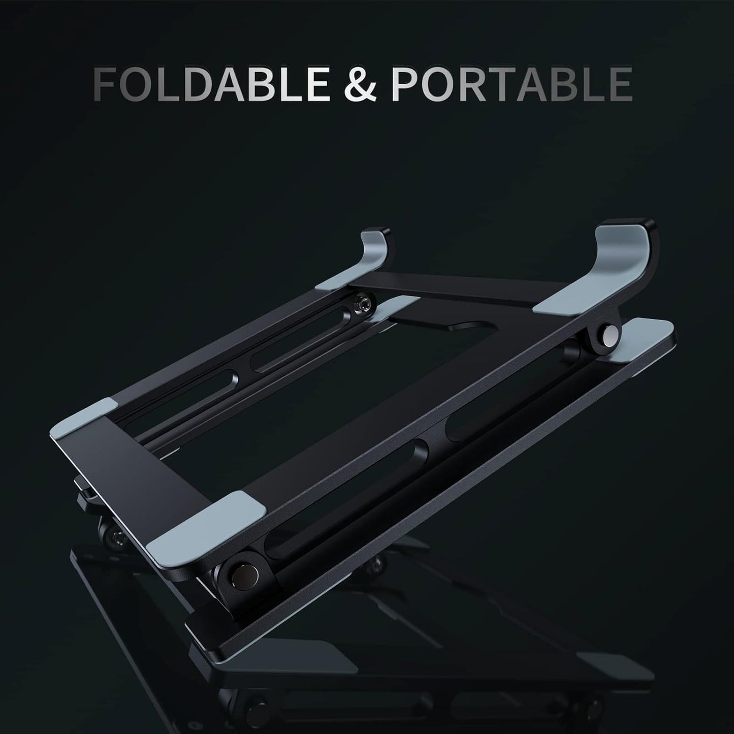 Laptop Stand for Desk - Adjustable Laptop Holder, Portable Laptop Riser with Multi-Angle Height Adjustable Computer Stand for MacBook Air/Pro and More Notebooks 10-17.3" - Grey