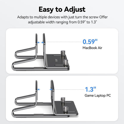 TECKNET Vertical Laptop Stand, Adjustable Aluminum Laptop Stand (Fits Up to 17.3"), Space-Saving Vertical Stand with Non-Slip & Scratch-Resistant Silicone, Compatible with MacBook Pro/Air, Dell, HP