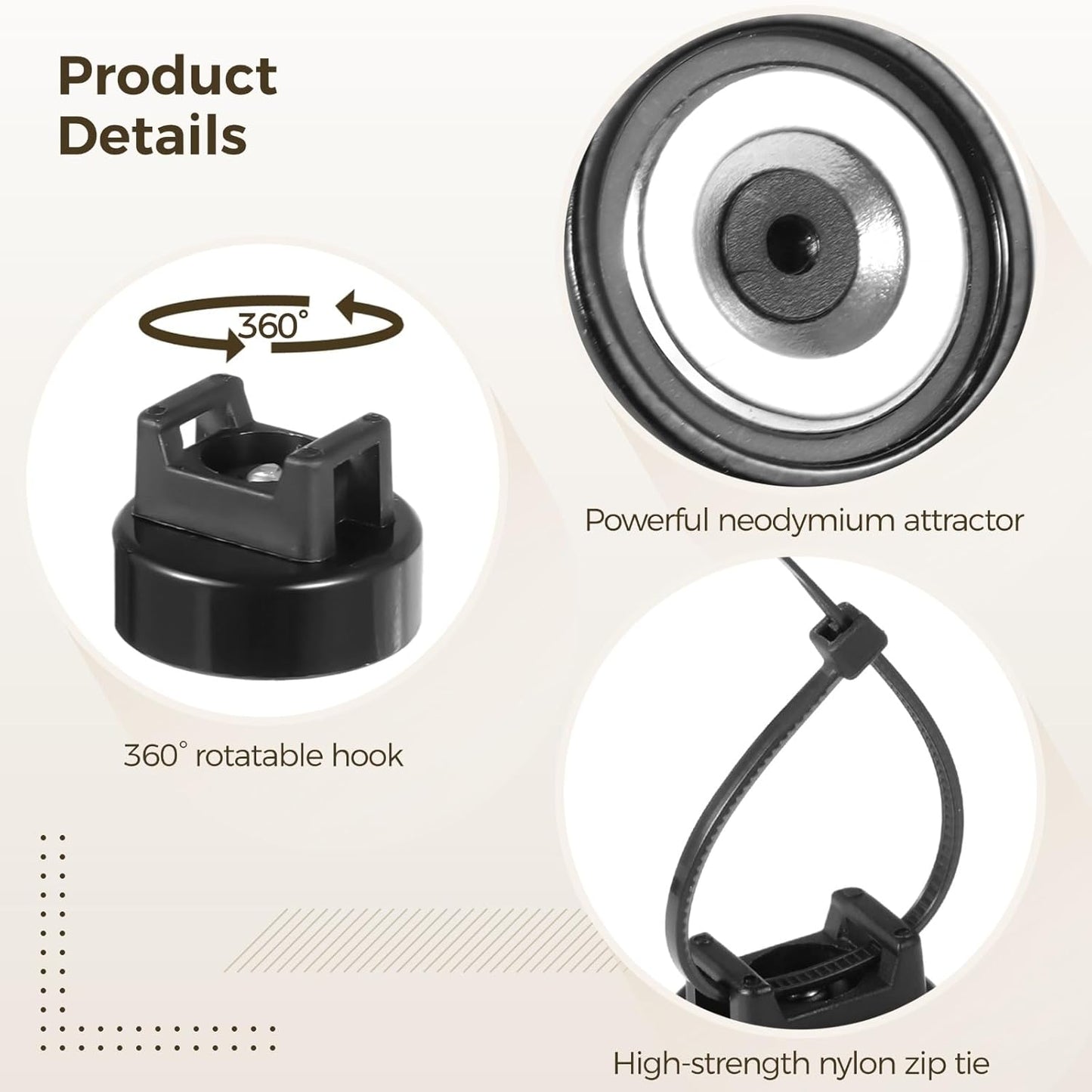 Magnetic Cable Zip Tie Mounts, 35 Pcs Magnet Bases with 200 Pcs Cable Ties, Multipurpose Wire Management Organizer for Desk PC Home Office, Adhesive-Free Cable Clips Holder