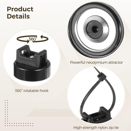 Magnetic Cable Zip Tie Mounts, 35 Pcs Magnet Bases with 200 Pcs Cable Ties, Multipurpose Wire Management Organizer for Desk PC Home Office, Adhesive-Free Cable Clips Holder