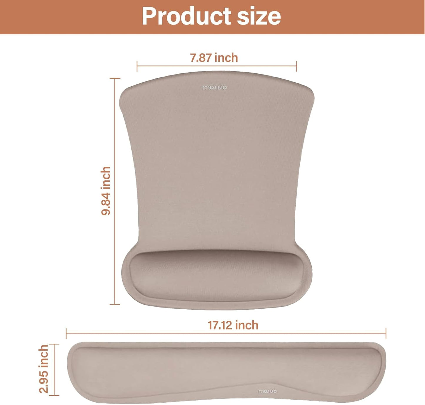 MOSISO Wrist Rest Support for Mouse Pad & Keyboard Set, Ergonomic Mousepad Non-Slip Base Home/Office Pain Relief & Easy Typing Cushion with Neoprene Cloth & Raised Memory Foam, Apricot