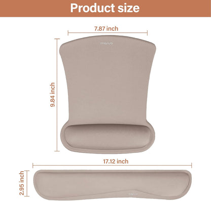 MOSISO Wrist Rest Support for Mouse Pad & Keyboard Set, Ergonomic Mousepad Non-Slip Base Home/Office Pain Relief & Easy Typing Cushion with Neoprene Cloth & Raised Memory Foam, Apricot