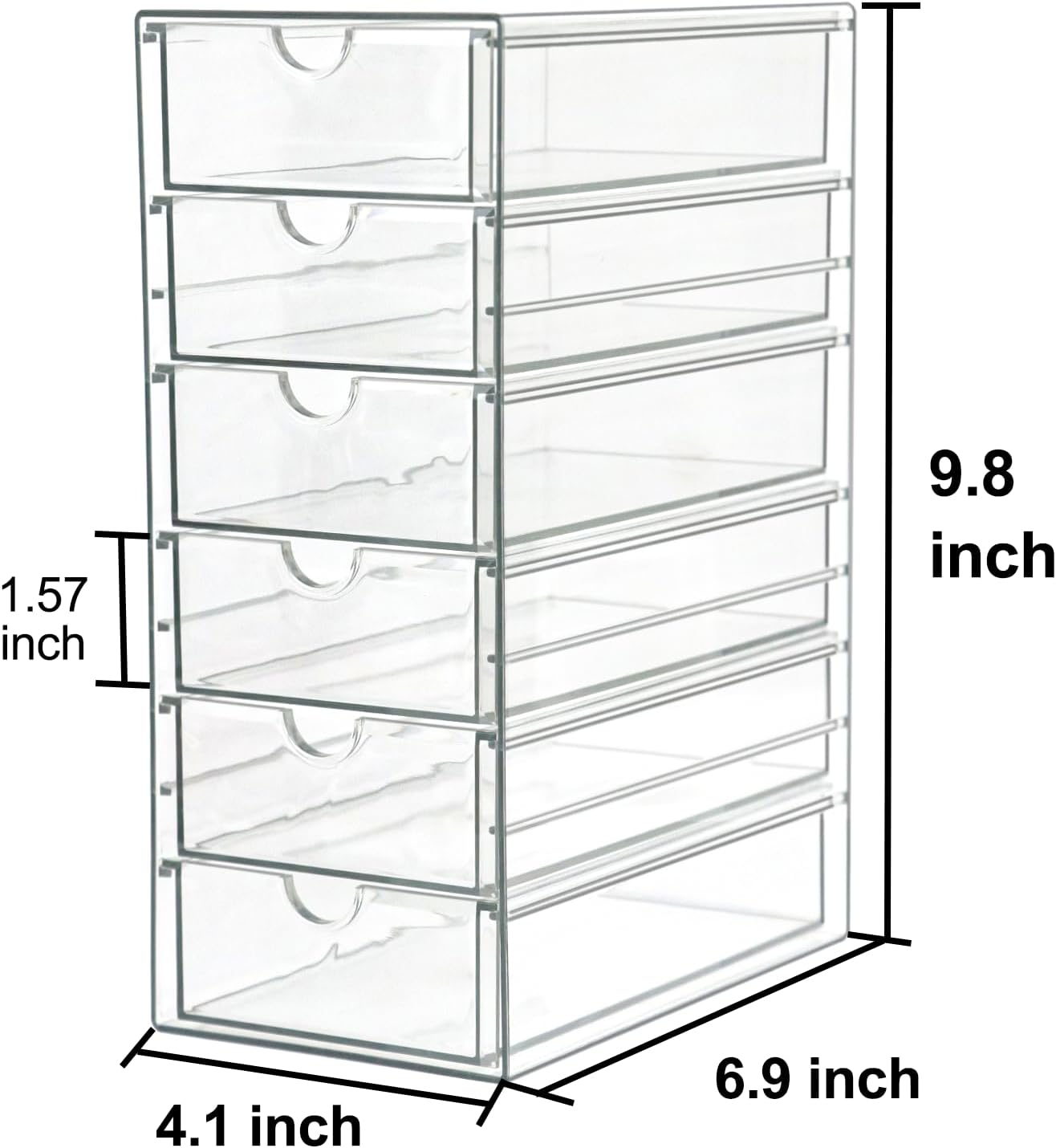 Clear Drawer Organizer, Transparent Plastic Storage Drawers, Hair Accessaries Organizer Case Display Stand, Acrylic Organizers for Organizing Eyeglass, Hair Ties, Accessories (Large - 6-Drawer)