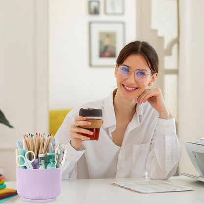 SKYDUE 360 Degree Rotating Pencil Pen Holder for Desk, Dual-Purpose Desk Organizer, Rotating Pencil Cup with 5 Slots, Office Supplies, Desk Decor for Office, School, Home