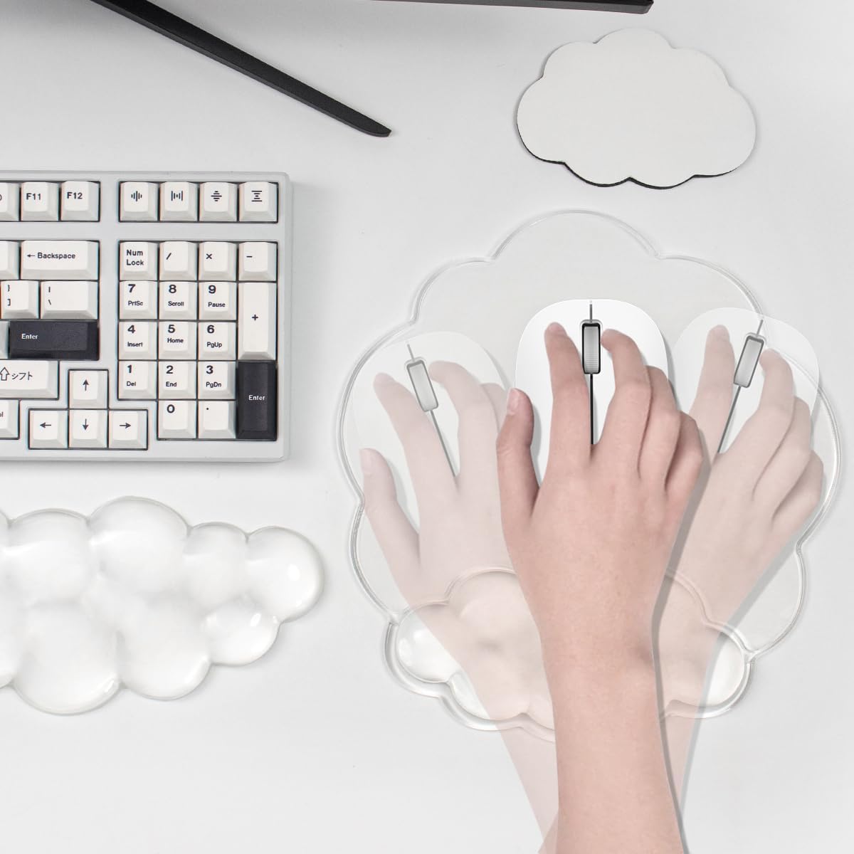 Gel Wrist Rest and Cloud Mouse Pad Support for Keyboard and Mouse - Ergonomic Pink Keyboard Wrist Pad Set for Typing Pain Relief/Computer/Laptop/Gaming/Home/Office (Cloud Shape, Gradient Blue Pink)