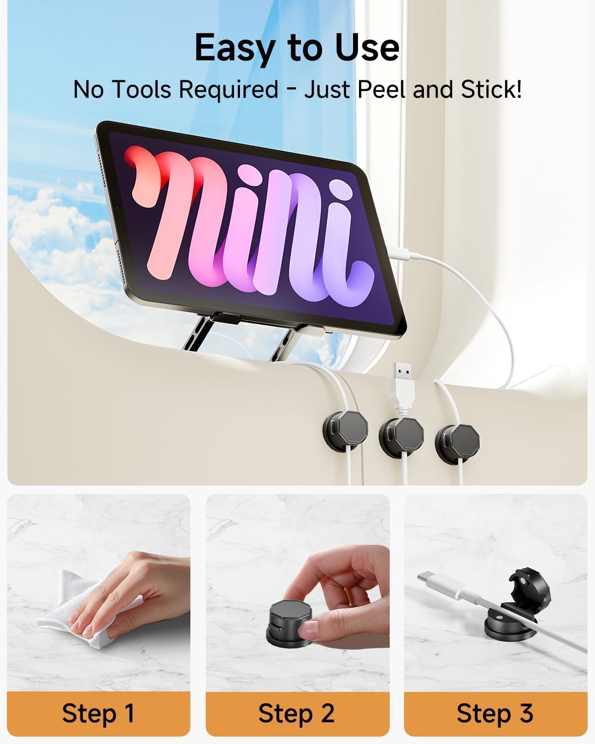 Cord Organizer Holder, 360° Rotatable Magnetic Cable Clips, Strong Adhesive Cable Management Desk Accessories, Adjustable Wire Organizer Hide Cords Neatly for Nightstand/Home/Kitchen/Office/Car