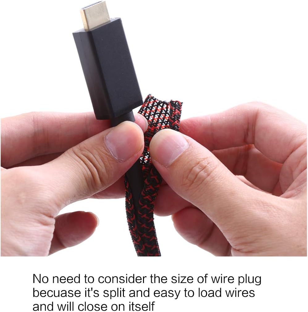 Alex Tech 10ft - 1/2 inch Cord Protector Wire Loom Tubing Cable Sleeve Split Sleeving For USB Cable Power Cord Audio Video Cable – Protect Cat From Chewing - Black