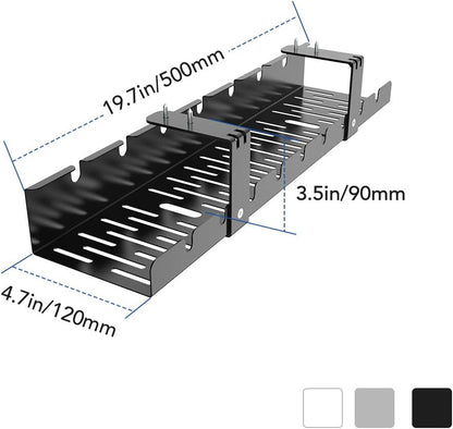 FLEXISPOT Under Desk Cable Management Tray, Metal Raceway Wires Cable Tidy Organizer, Office and Home Cable Tray Use for Standing Desk (Black)