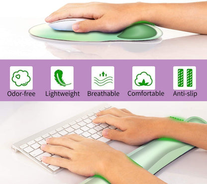 Ergonomic Keyboard Mouse Pad Wrist Rest Support Set for Laptop/Computer/Desktop,Memory Foam Hand Rest Wrist Cushion for Gaming/Office,Lightweight Comfortable & Pain Relief (Flowers)