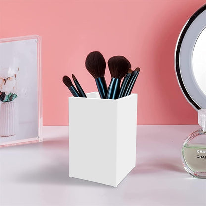 2 Pack Clear Acrylic Pencil Pen Holder Cup,Desk Accessories Holder,Makeup Brush Storage Organizer,Modern Design Desktop Stationery Organizer for Office School Home Supplies,2.6x 2.6x 4 inches