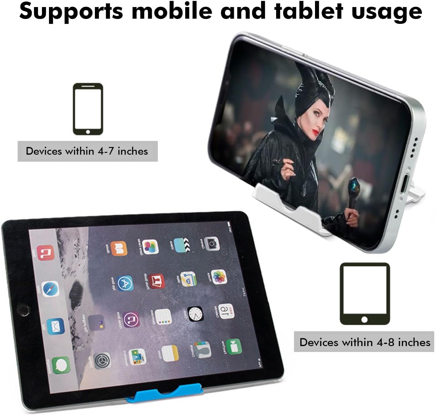 Portable Cell Phone Stand Holder for Desk, 【2 Pack】 Foldable Pocket-Sized Adjustable Mount, Universal Desktop Kickstand Compatible with iPhone, iPad, Kindle & Android Devices - White & White