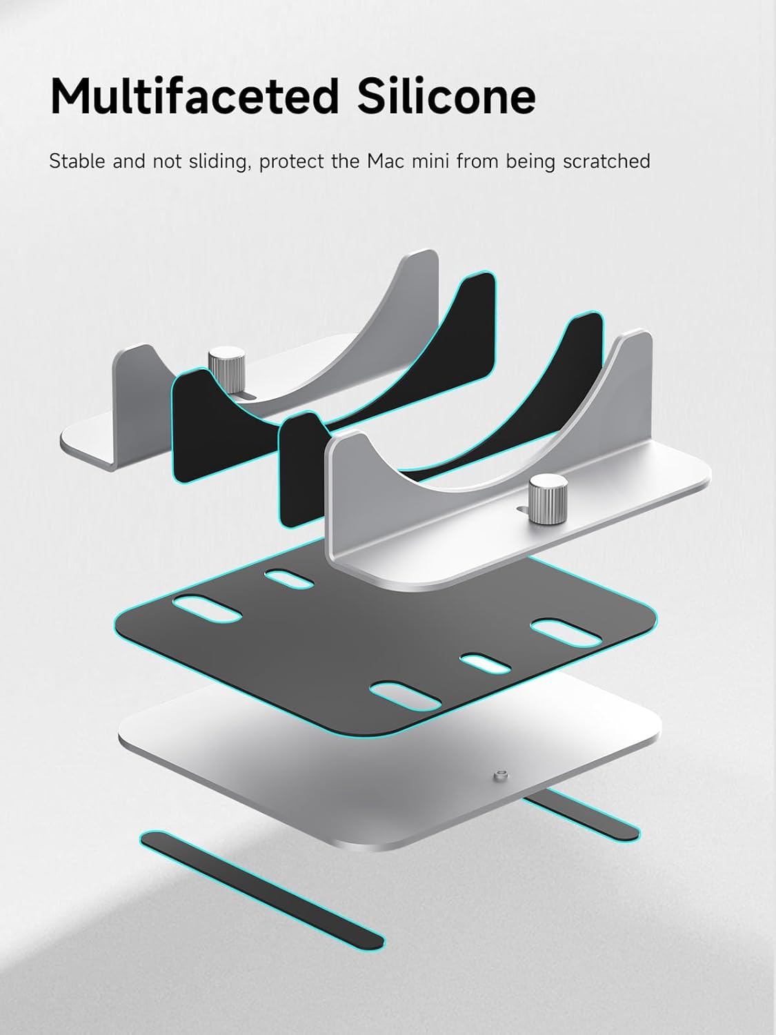 Hagibis Vertical Stand for Mac mini M4, Aluminum Alloy Laptop Stand Anti-Slip Computer Holder Desktop Stand Compatible with M4 Chip Mac mini Pro