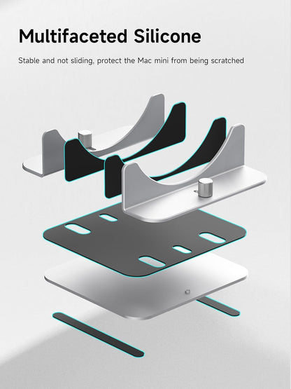 Hagibis Vertical Stand for Mac mini M4, Aluminum Alloy Laptop Stand Anti-Slip Computer Holder Desktop Stand Compatible with M4 Chip Mac mini Pro