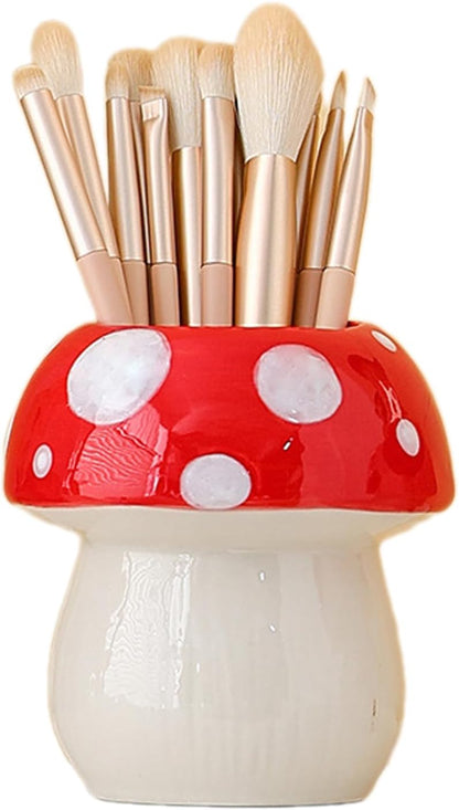 Generic Ceramic Mushroom Pencil Holder, Pink