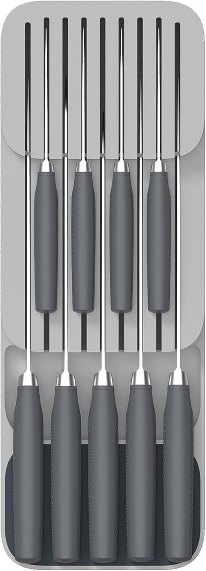 Joseph Joseph DrawerStore Knife Organizer, holds up to 9 knives, Kitchen Organization & Drawer Storage – Compact, Gray