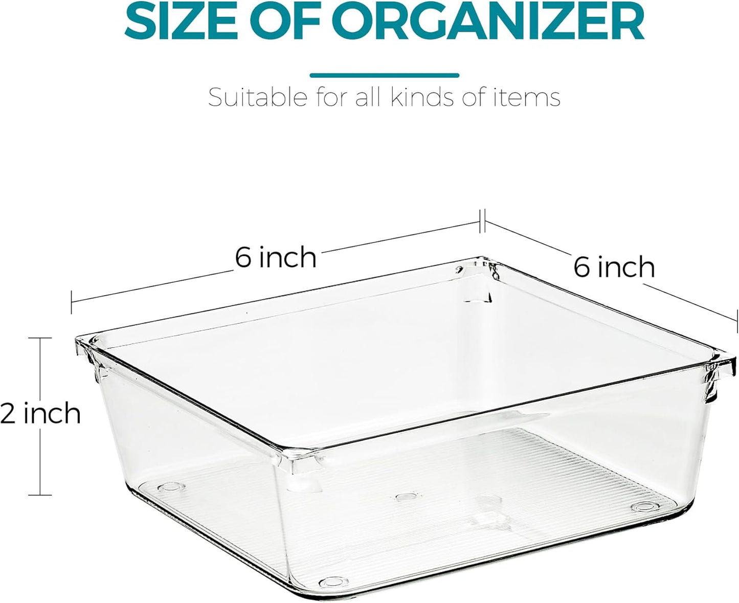 4 Pack Drawer Organizer - 3" X 6" Clear Acrylic Storage Bins with Non-Slip Pads, Versatile Desk Tray for Makeup, Jewelry, Kitchen, Bathroom, and Office Organization
