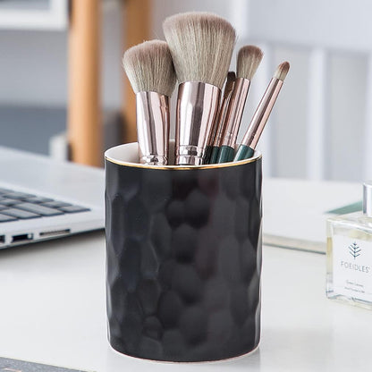 Ceramic Pen Holder Stand Cup Pencil Holder Organizer Makeup Brush Holders for Home Office Desk (White)