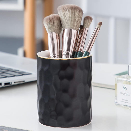 Ceramic Pen Holder Stand Cup Pencil Holder Organizer Makeup Brush Holders for Home Office Desk (White)