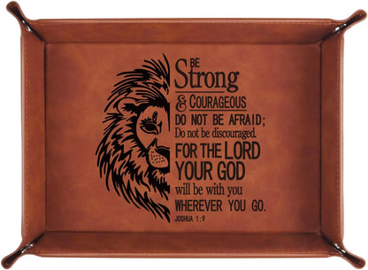 Christian Gifts,Leather Tray Engraved Personalized Tray,Bible Verse Faith Religious Birthday Inspirational Gifts,Valet Desktop Storage Organizer (Philippians 4:13)