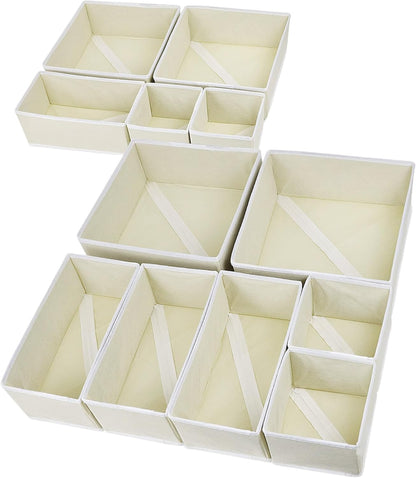 Fordonral 12 Pack Drawer Organizer Clothes, Foldable Fabric Dresser Organizer Closet Organizers and Storage Box for Underwear,Folded Clothes,Baby Clothing,Socks,Bra,Towels,Ties(12 Pack,Gray)