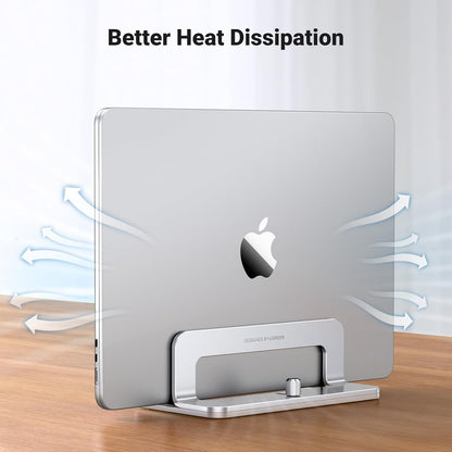 UGREEN Vertical Laptop Stand Holder for Desk Compatible with MacBook Pro, MacBook Air Stand Vertical Aluminum Adjustable for Up to 17.3 Inch Gaming Laptop, Gray