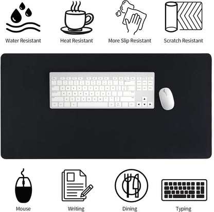 Bloss Leather Desk Pad and Keyboard Wrist Rest, Large Mouse Pad + Keyboard Pad+Mouse Wrist Support, Non-Slip Desk Mat Protector for Office, Home(31.5×15.7 Inches,Beige)